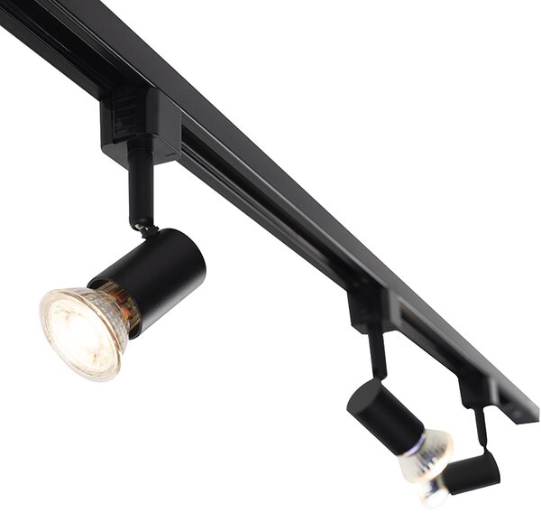 Sistem de iluminat cu șină modern cu 3 spoturi negre monofazate - Iconic Jeany