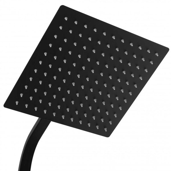 Erga Goba, set de dus cu baterie termostatica si cap de ploaie 25x25cm, negru mat, ERG-YKA-BP.GOBA-THERM-25-BLK