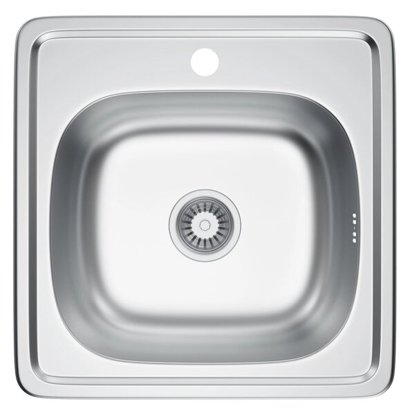 Erga HD, chiuvetă din oțel cu 1 cameră 485x485x160 mm, decor lenjerie, ERG-MLS-HD4848D