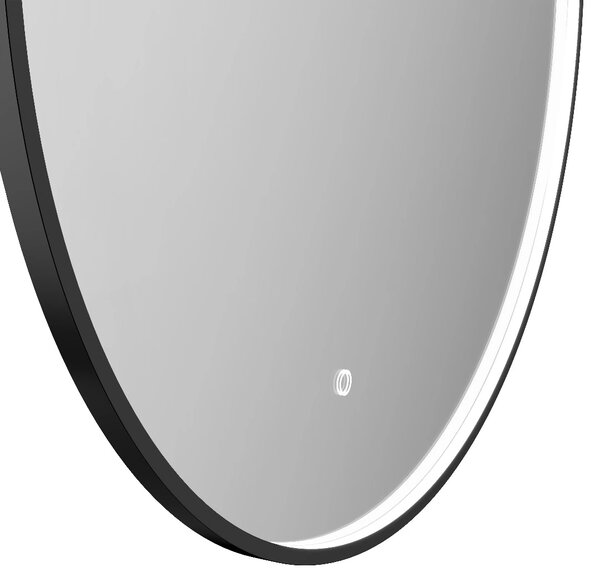 Erga Charlotte, oglinda rotunda cu LED 60cm, cadru metalic negru, 1380 lm, 6500K, iluminare laterala fata, ERG-V01-204-6060-BK