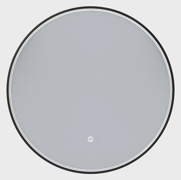 Erga Charlotte, oglinda rotunda cu LED 60cm, cadru metalic negru, 1380 lm, 6500K, iluminare laterala fata, ERG-V01-204-6060-BK