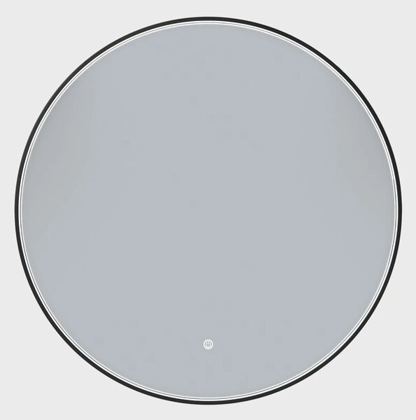 Erga Charlotte, oglinda rotunda cu LED 80cm, cadru metalic negru, 1840 lm, 6500K, iluminare laterala fata, ERG-V01-204-8080-BK