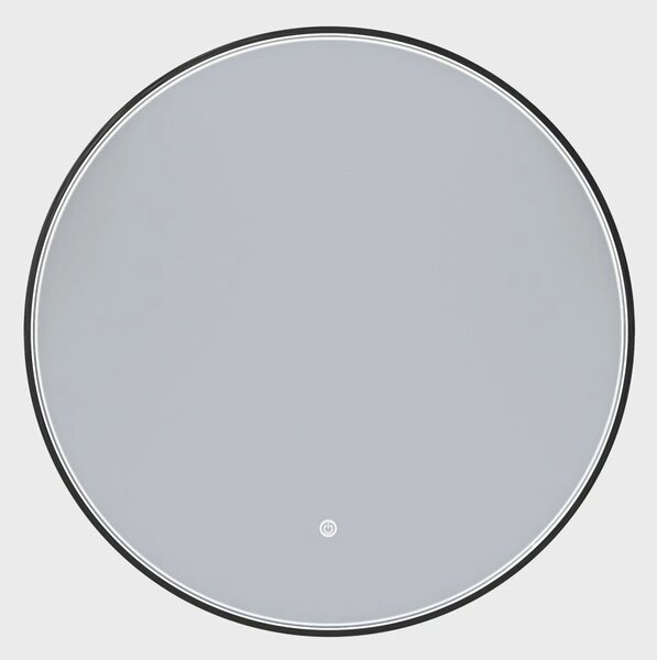 Erga Charlotte, oglinda rotunda cu LED 70cm, cadru metalic negru, 1610 lm, 6500K, iluminare laterala fata, ERG-V01-204-7070-BK