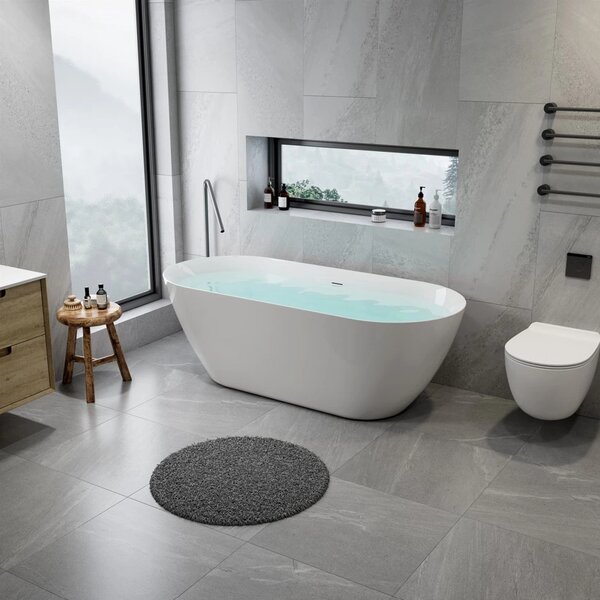 Erga Kaia, cada de sine statatoare 150x73 cm + dop de scurgere, alb lucios, ERG-Kaia-150073-WH-WH