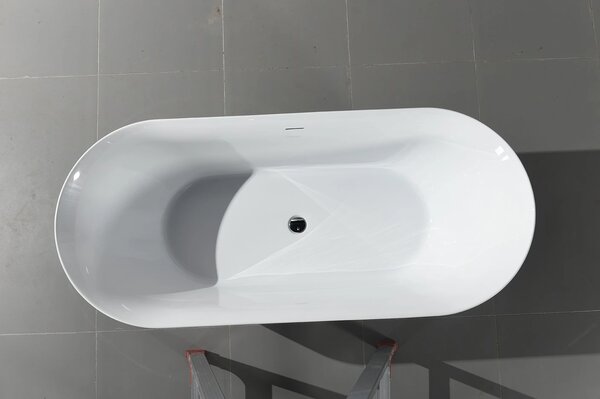 Erga Kaia, cada de sine statatoare 150x73 cm + dop de scurgere, alb lucios, ERG-Kaia-150073-WH-WH