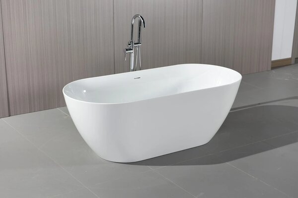 Erga Kaia, cada de sine statatoare 150x73 cm + dop de scurgere, alb lucios, ERG-Kaia-150073-WH-WH