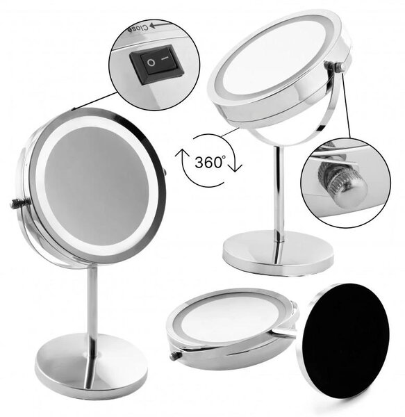 Erga Kimi, oglindă cosmetică măritoare cu lumină de fundal LED 210x320 mm, crom, ERG-YKA-CH.KIMI