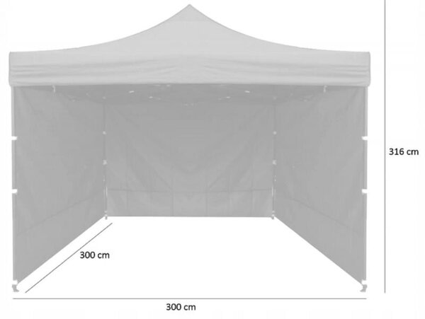 Pavilion De Gradina Metalic GardenLine, 3x3 M, Pliabil, 3 Pereti Laterali, Verde
