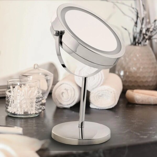 Erga Kimi, oglindă cosmetică măritoare cu lumină de fundal LED 210x320 mm, crom, ERG-YKA-CH.KIMI
