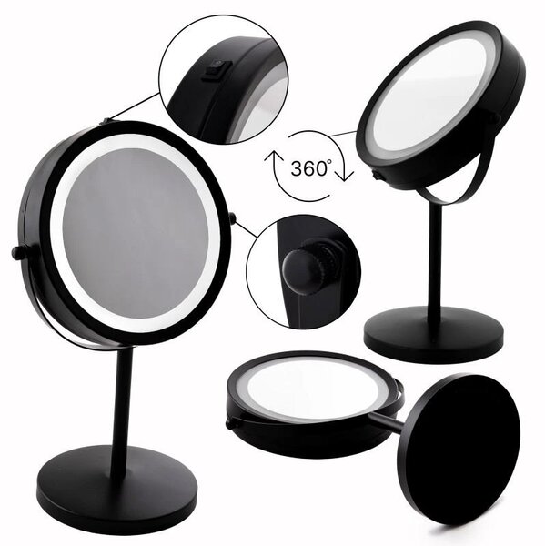 Erga Kimi, oglindă cosmetică măritoare cu lumină de fundal LED 210x320 mm, negru mat, ERG-YKA-CH.KIMI-BLK