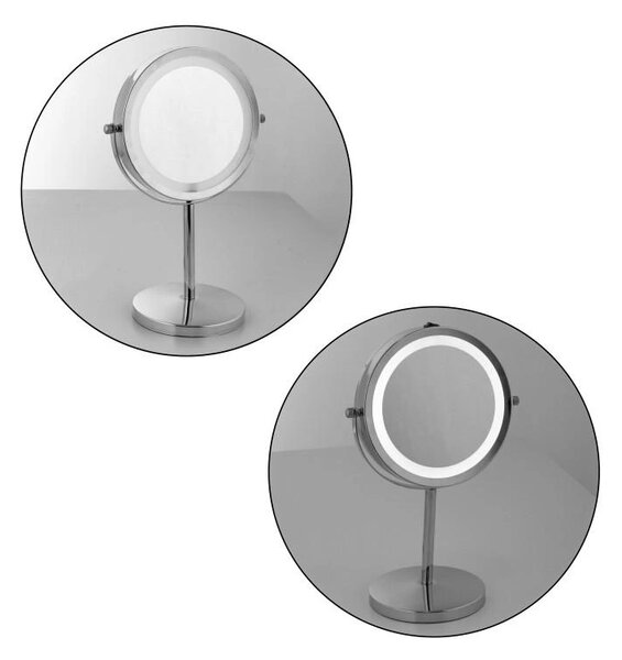 Erga Kimi, oglindă cosmetică măritoare cu lumină de fundal LED 210x320 mm, crom, ERG-YKA-CH.KIMI