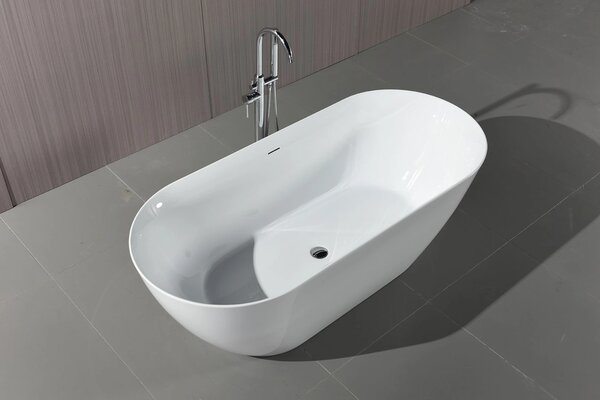 Erga Kaia, cada de sine statatoare 150x73 cm + dop de scurgere, alb lucios, ERG-Kaia-150073-WH-WH