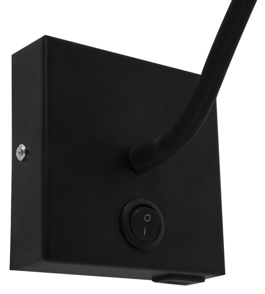 Lampă de perete modernă flexibilă USB neagră - Zeno