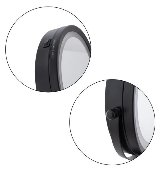 Erga Kimi, oglindă cosmetică măritoare cu lumină de fundal LED 210x320 mm, negru mat, ERG-YKA-CH.KIMI-BLK