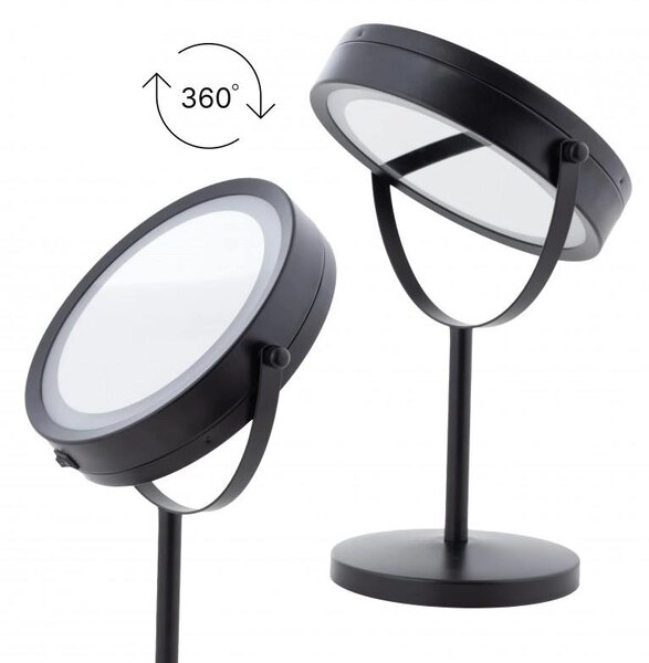 Erga Kimi, oglindă cosmetică măritoare cu lumină de fundal LED 210x320 mm, negru mat, ERG-YKA-CH.KIMI-BLK
