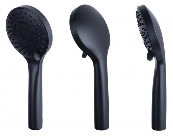 Erga Korfu, baterie de baie montată pe perete cu set de duș manual, negru mat, ERG-YKA-BW.KORFU-BLK