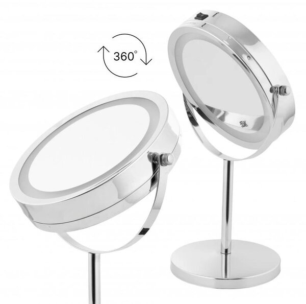 Erga Kimi, oglindă cosmetică măritoare cu lumină de fundal LED 210x320 mm, crom, ERG-YKA-CH.KIMI