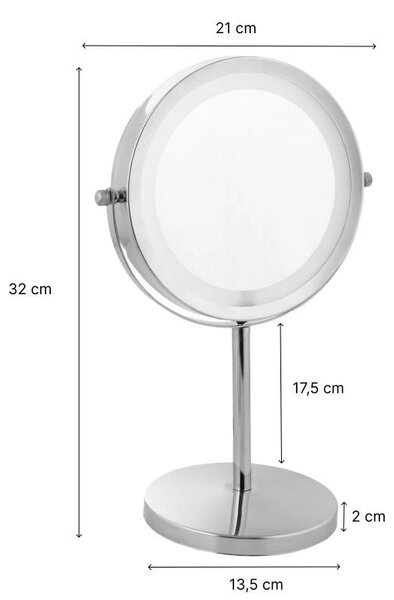 Erga Kimi, oglindă cosmetică măritoare cu lumină de fundal LED 210x320 mm, crom, ERG-YKA-CH.KIMI