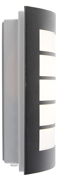Lampă de perete exterioară neagră IP44 cu senzor crepuscular - Miro