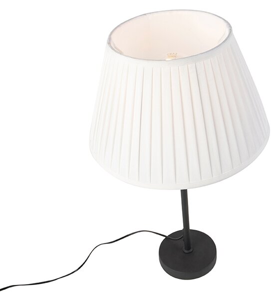 Lampă de masă neagră cu abajur plisat crem 35 cm reglabil - Parte