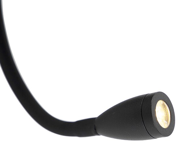 Lampă de perete modernă neagră cu USB și braț flexibil - Flero