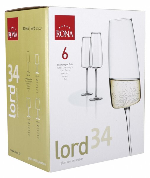 Set 6 pahare sampanie 340ml, RONA Lord