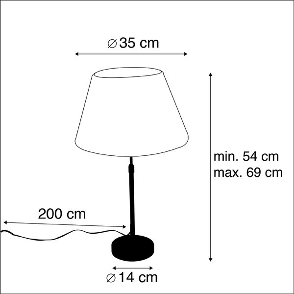 Lampă de masă neagră cu abajur plisat crem 35 cm reglabil - Parte