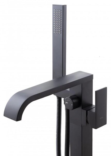Erga Livo, baterie pentru cadă de sine stătătoare cu set de duș manual h-1015, negru mat, ERG-YKA-BP.LIVO-BLK