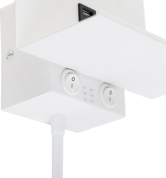 Aplică modernă albă cu USB și braț flexibil - Flero