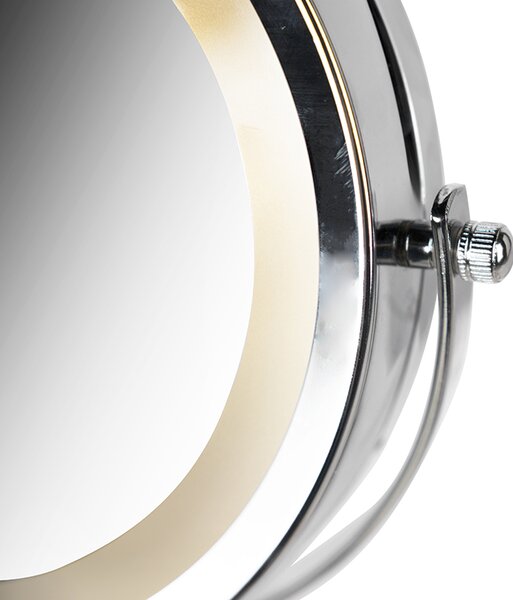 Oglinză de perete de design crom incluzând LED dim to warm reglabil IP44 - Vicino