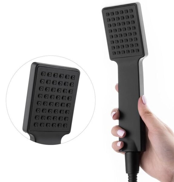 Erga Lucco, baterie lavoar cu set de duș manual, negru mat, ERG-YKA-BW.LUCCO-BLK