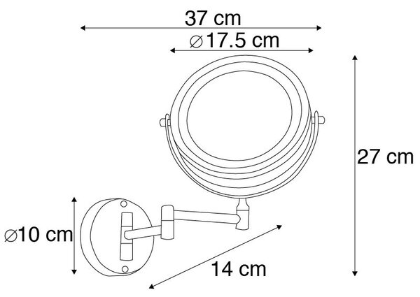 Oglinză de perete de design crom incluzând LED dim to warm reglabil IP44 - Vicino