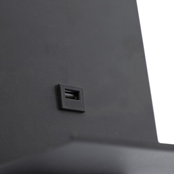 Lampă de perete modernă neagră cu USB și braț flexibil - Flero