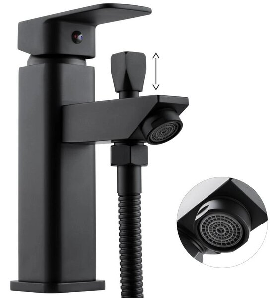 Erga Lucco, baterie lavoar cu set de duș manual, negru mat, ERG-YKA-BW.LUCCO-BLK
