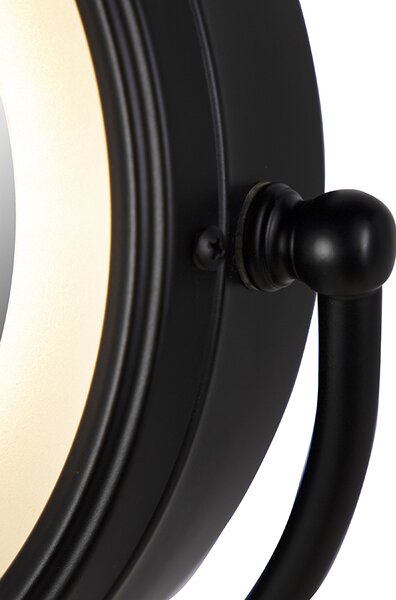 Oglinză de perete de design neagră cu LED reglabil IP44 cu cordon de tragere - Vicino