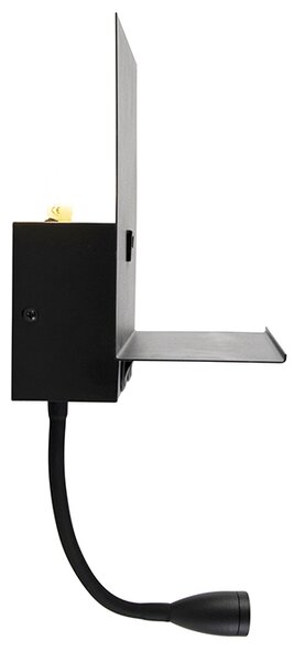 Lampă de perete modernă neagră cu USB și braț flexibil - Flero