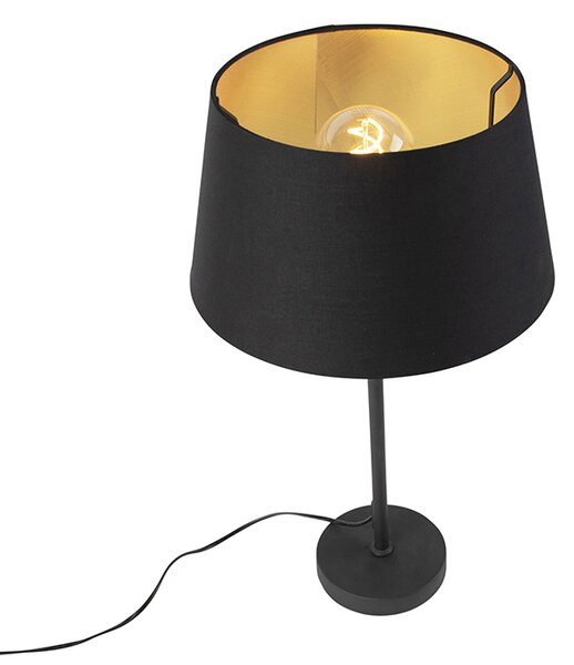 Lampă de masă neagră cu abajur negru cu auriu 35 cm - Parte