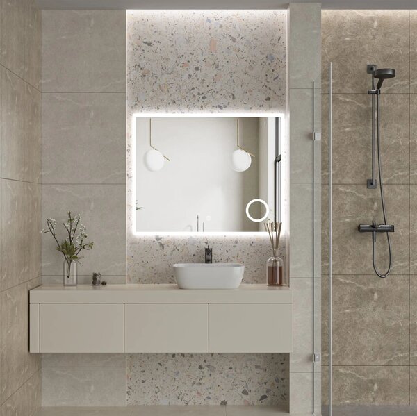 Erga Luna, oglinda LED 100x80cm cu oglinda cosmetica 3x marire, 2760 lm, 6500K, iluminare fata/spate, ERG-V01-124-1080-00