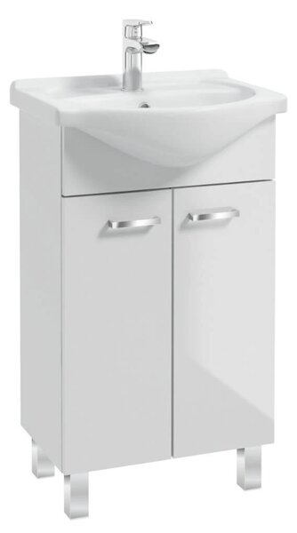 Erga Lumi, dulap chiuveta + chiuveta ceramica 50x41cm, maner alb cromat lucios, ERG-207-D-05012+1520