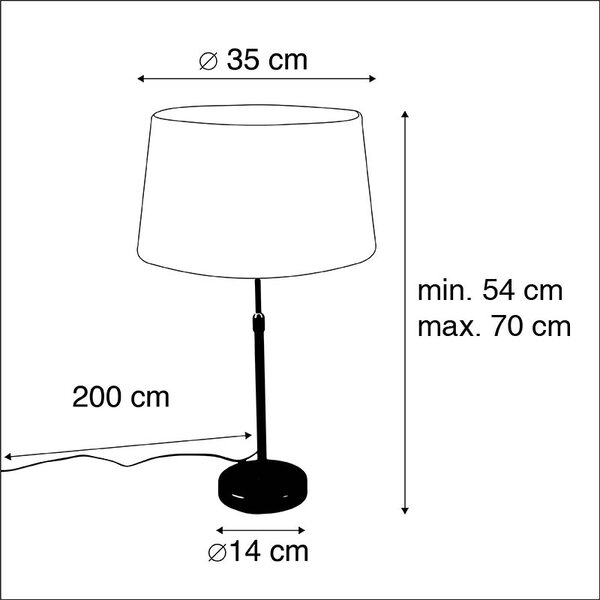 Lampă de masă din bronz cu abajur din in alb 35cm - Parte