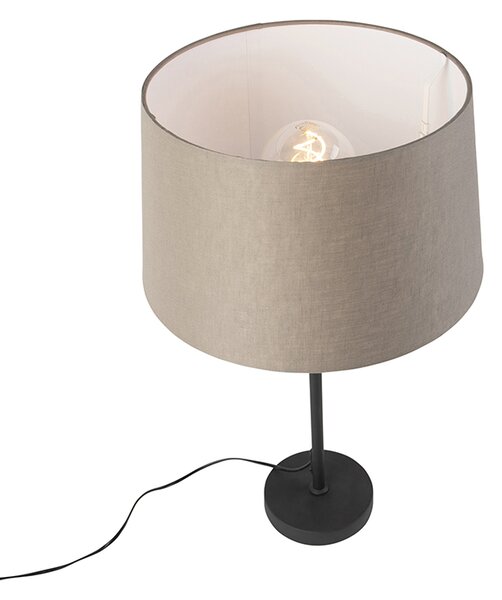 Lampă de masă neagră cu abajur din in taupe 35 cm reglabilă - Parte
