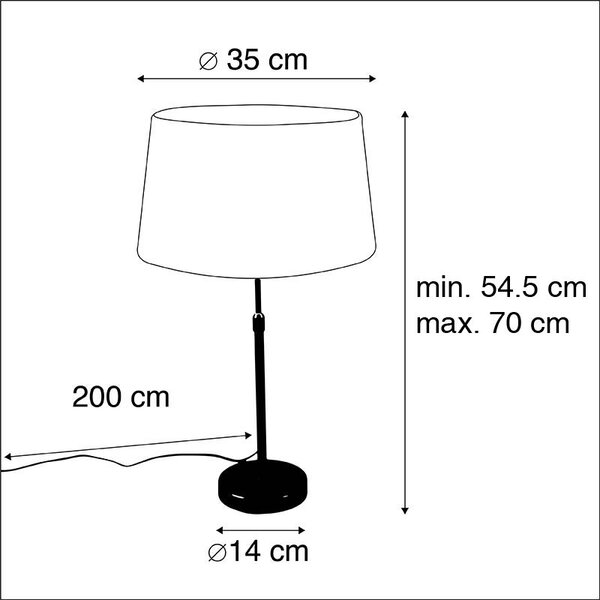 Lampă de masă din bronz cu abajur din in taupe 35 cm - Parte