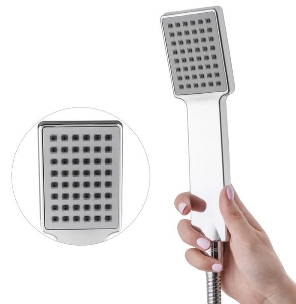 Erga Lucco, baterie lavoar cu set de duș manual, crom, ERG-YKA-BW.LUCCO