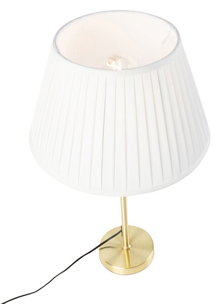 Lampă de masă aurie/alamă cu abajur plisat crem 35 cm - Parte
