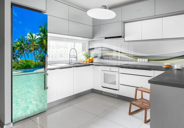 Autocolant pe frigider plaja tropicala