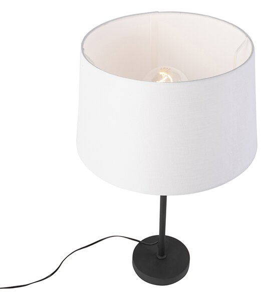 Lampă de masă neagră cu abajur din in alb 35 cm reglabil - Parte