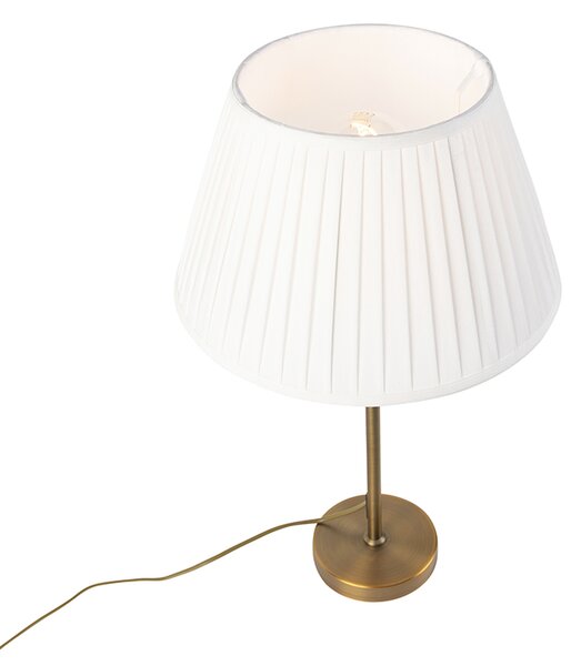 Lampă de masă din bronz cu abajur plisat alb 35cm - Parte