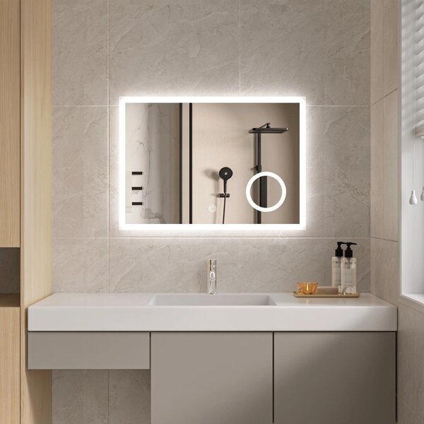 Erga Luna, oglinda LED 70x50cm cu oglinda cosmetica 3x marire, 1840 lm, 6500K, iluminare fata/spate, ERG-V01-124-7050-00