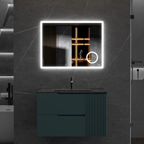 Erga Luna, oglinda LED 80x60cm cu oglinda cosmetica 3x marire, 2185 lm, 6500K, iluminare fata/spate, ERG-V01-124-8060-00
