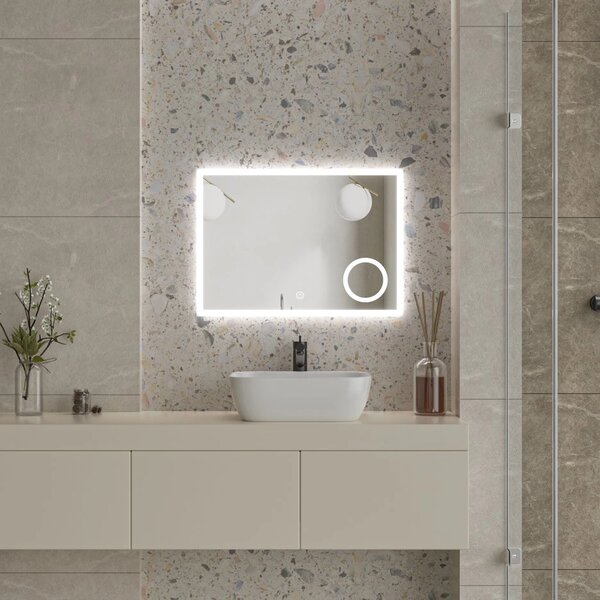 Erga Luna, oglinda LED 70x50cm cu oglinda cosmetica 3x marire, 1840 lm, 6500K, iluminare fata/spate, ERG-V01-124-7050-00
